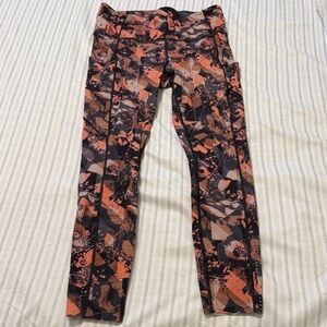 Lululemon Abstract Coral and Black Leggings
